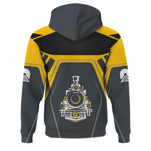 Railspirit Personalized New York, New Haven and Hartford Railroad Hoodie Steam Locomotive Engine Graphic New Haven Railroad Train Zip Up Hoodie