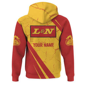 Railspirit Personalized Louisville and Nashville Railroad Hoodie Crackle Texture Style L&N Train Zip Up Hoodie For Trackhead