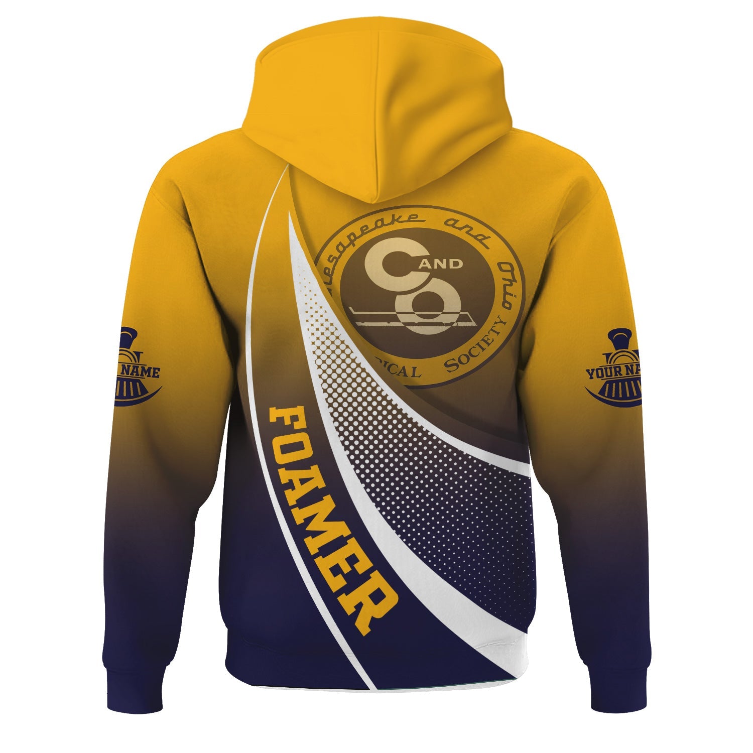 Railspirit Personalized Chesapeake and Ohio Railway Hoodie Railway-Themed Style C&O Zip Up Hoodie Gift Idea For Trainspotter
