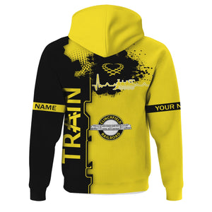 Railspirit Personalized Clinchfield Railroad Hoodie Engine Heartbeat and Track Love Style Zip Up Hoodie Gift Idea For Train Lovers