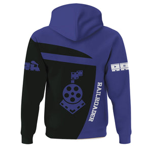 Railspirit Personalized New York, Chicago and St. Louis Railroad Hoodie All Aboard Steam Train Movie Projector Style Nickel Plate Road Zip Up Hoodie