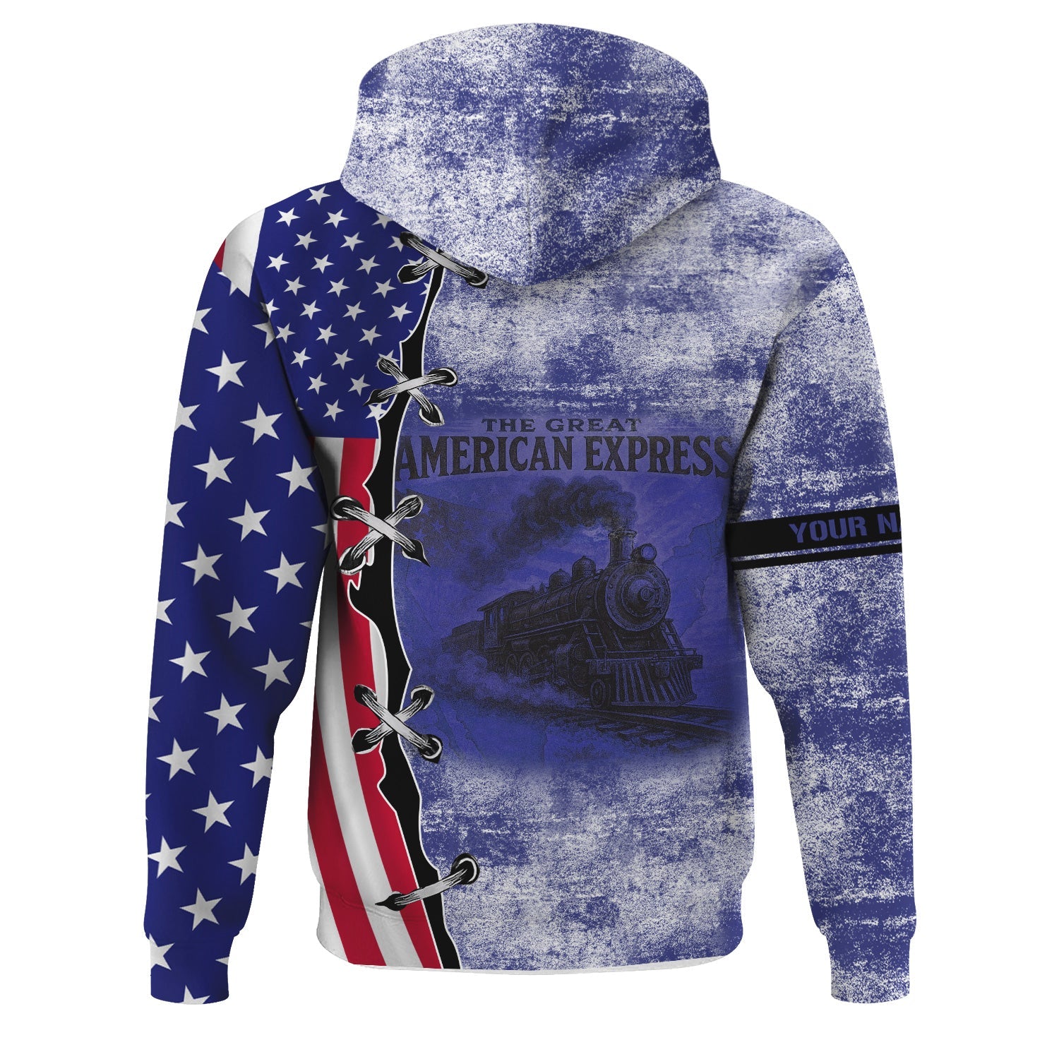 Railspirit Personalized New York, Chicago and St. Louis Railroad Hoodie Retro American Express Train With USA Flag Nickel Plate Road Zip Up Hoodie