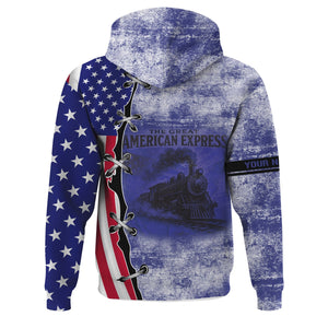 Railspirit Personalized New York, Chicago and St. Louis Railroad Hoodie Retro American Express Train With USA Flag Nickel Plate Road Zip Up Hoodie