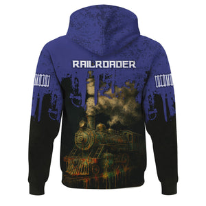 Railspirit Personalized New York, Chicago and St. Louis Railroad Hoodie Vintage Train Art Style Nickel Plate Road Zip Up Hoodie For Locomotive Fans