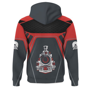 Railspirit Personalized Chicago, Rock Island and Pacific Railroad Hoodie Steam Locomotive Engine Graphic Rock Island Railroad Train Zip Up Hoodie
