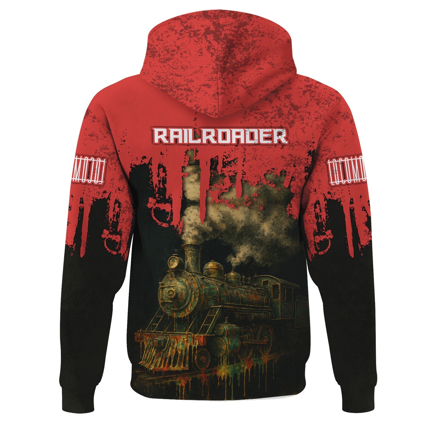 Railspirit Personalized Chicago, Rock Island and Pacific Railroad Hoodie Vintage Train Art Style Rock Island Railroad Zip Up Hoodie