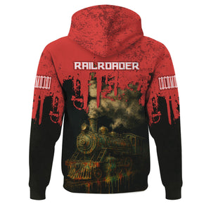Railspirit Personalized Chicago, Rock Island and Pacific Railroad Hoodie Vintage Train Art Style Rock Island Railroad Zip Up Hoodie