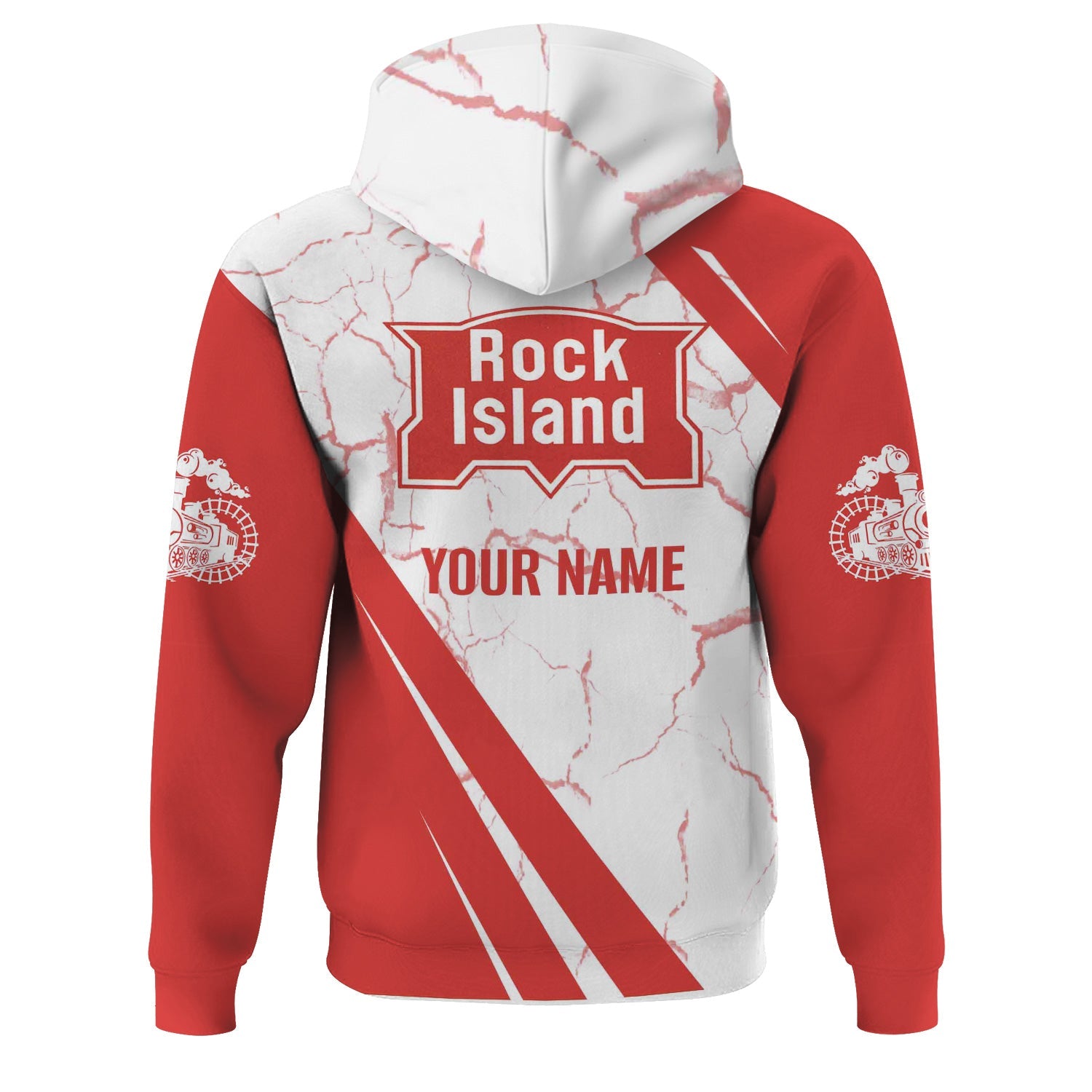 Railspirit Personalized Chicago, Rock Island and Pacific Railroad Hoodie Crackle Texture Style Rock Island Railroad Train Zip Up Hoodie For Trackhead