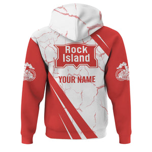 Railspirit Personalized Chicago, Rock Island and Pacific Railroad Hoodie Crackle Texture Style Rock Island Railroad Train Zip Up Hoodie For Trackhead