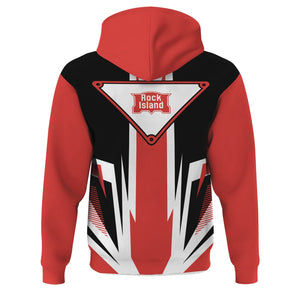 Railspirit Chicago, Rock Island and Pacific Railroad Hoodie Bold Graphic Style Rock Island Railroad All Over Printed Zip Up Hoodie