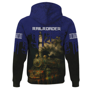 Railspirit Personalized B&O Great States Railroad Hoodie Vintage Train Art Style Zip Up Hoodie For Locomotive Fans