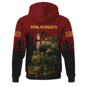Railspirit Personalized Duluth, Missabe, & Iron Range Railroad Hoodie Vintage Train Art Style Zip Up Hoodie For Locomotive Fans