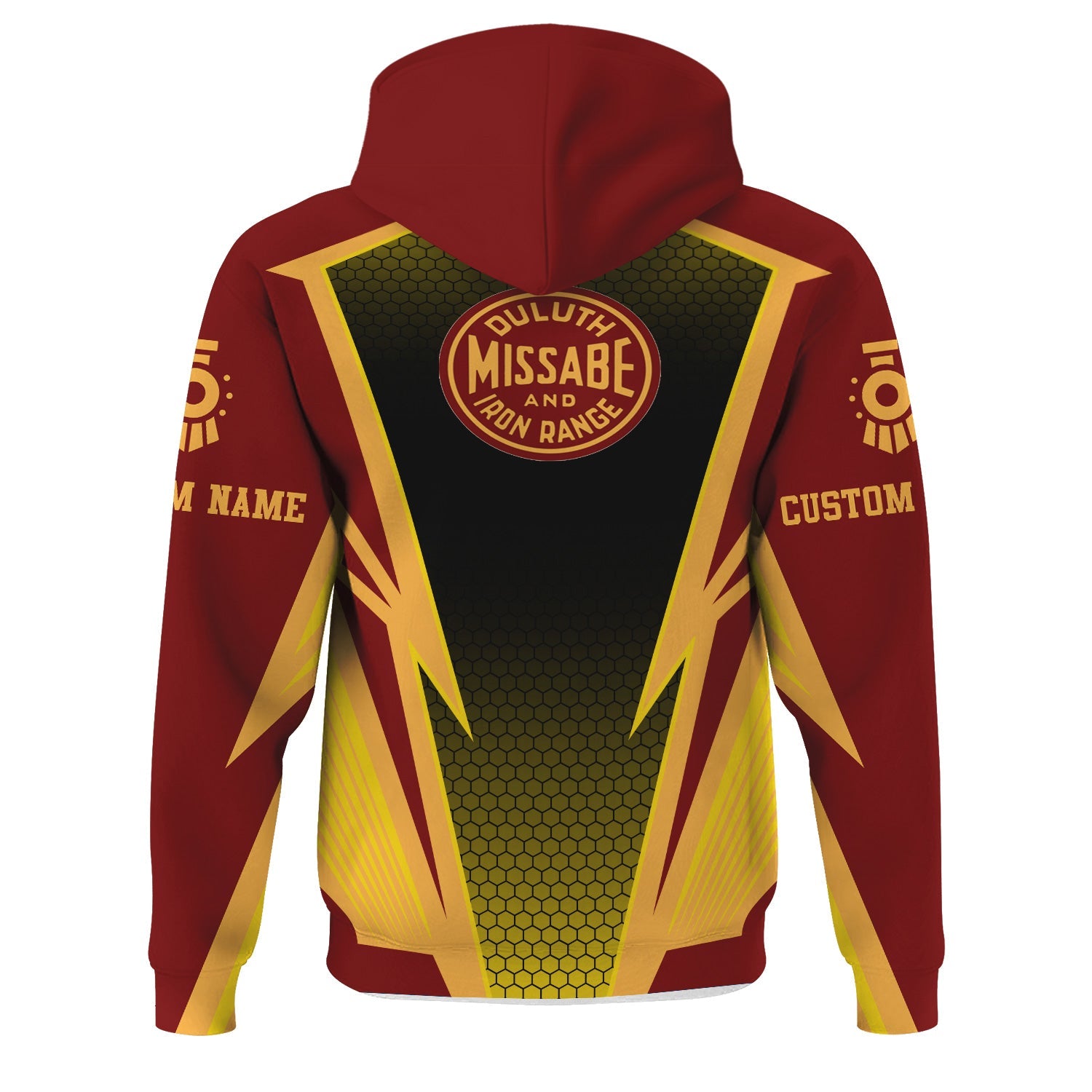 Railspirit Personalized Duluth, Missabe, & Iron Range Railroad Hoodie Lightning Graphic Style Zip Up Hoodie Gift Idea For Train Lover