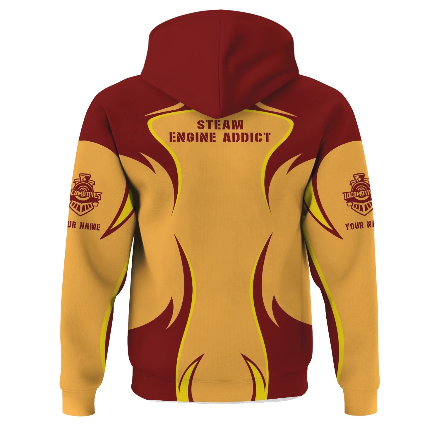 Railspirit Personalized Duluth, Missabe, & Iron Range Railroad Hoodie Distinctive Flame Style Zip Up Hoodie For Steam Engine Addict