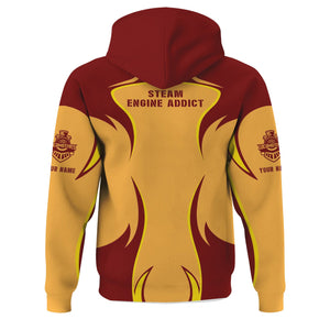 Railspirit Personalized Duluth, Missabe, & Iron Range Railroad Hoodie Distinctive Flame Style Zip Up Hoodie For Steam Engine Addict