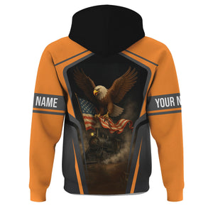 Railspirit Personalized BNSF Railway Hoodie American Eagle Vintage Train Zip Up Hoodie