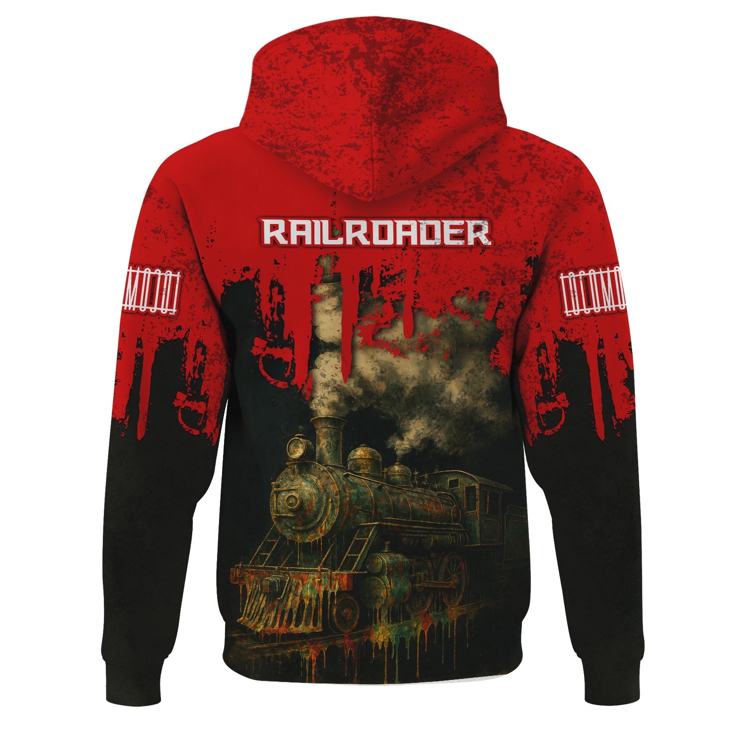 Railspirit Personalized The Chief Santa Fe Railroad Hoodie Vintage Train Art Style Zip Up Hoodie For Locomotive Fans