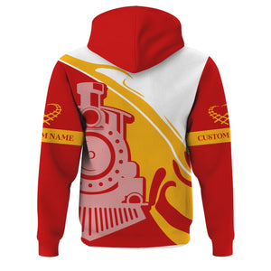Railspirit Personalized The Chief Santa Fe Railroad Hoodie Flame-Inspired Style Zip Up Hoodie Gift Idea For Train Lovers
