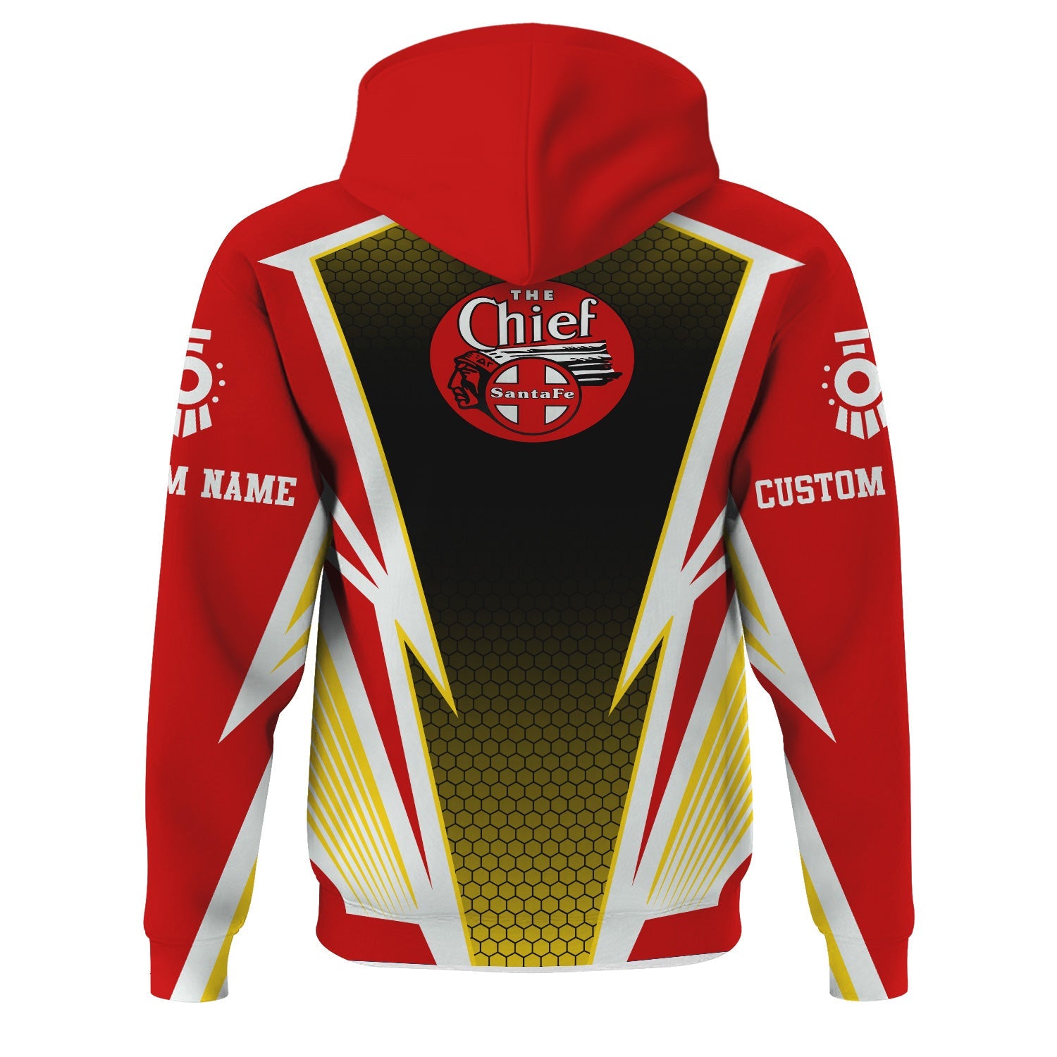 Railspirit Personalized The Chief Santa Fe Railroad Hoodie Lightning Graphic Style Zip Up Hoodie Gift Idea For Train Lover