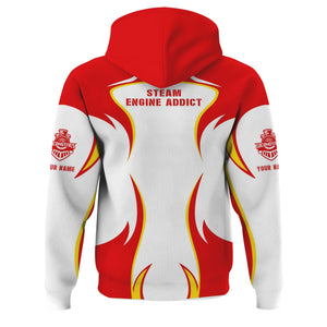 Railspirit Personalized Katy Railroad Hoodie Distinctive Flame Style Zip Up Hoodie For Steam Engine Addict