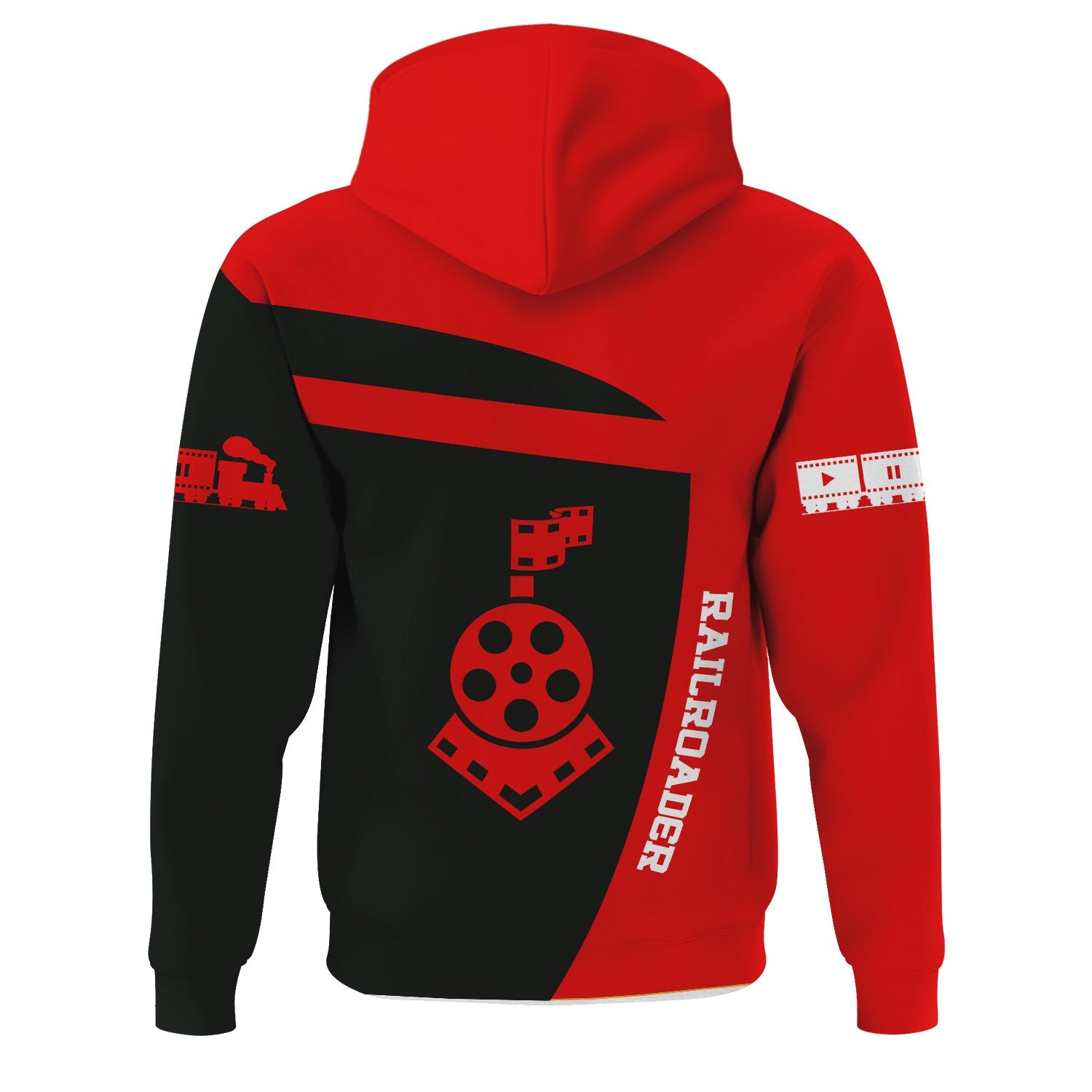 Railspirit Personalized Katy Railroad Hoodie All Aboard Steam Train Movie Projector Style Zip Up Hoodie