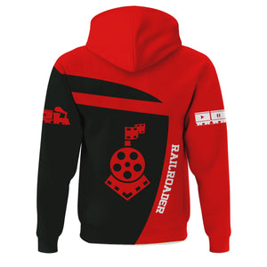 Railspirit Personalized Katy Railroad Hoodie All Aboard Steam Train Movie Projector Style Zip Up Hoodie