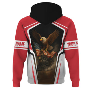 Railspirit Personalized Pacific Electric Railroad Hoodie American Eagle Vintage Train Zip Up Hoodie
