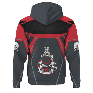Railspirit Personalized Pacific Electric Railroad Hoodie Steam Locomotive Engine Graphic Train Zip Up Hoodie All Over Print