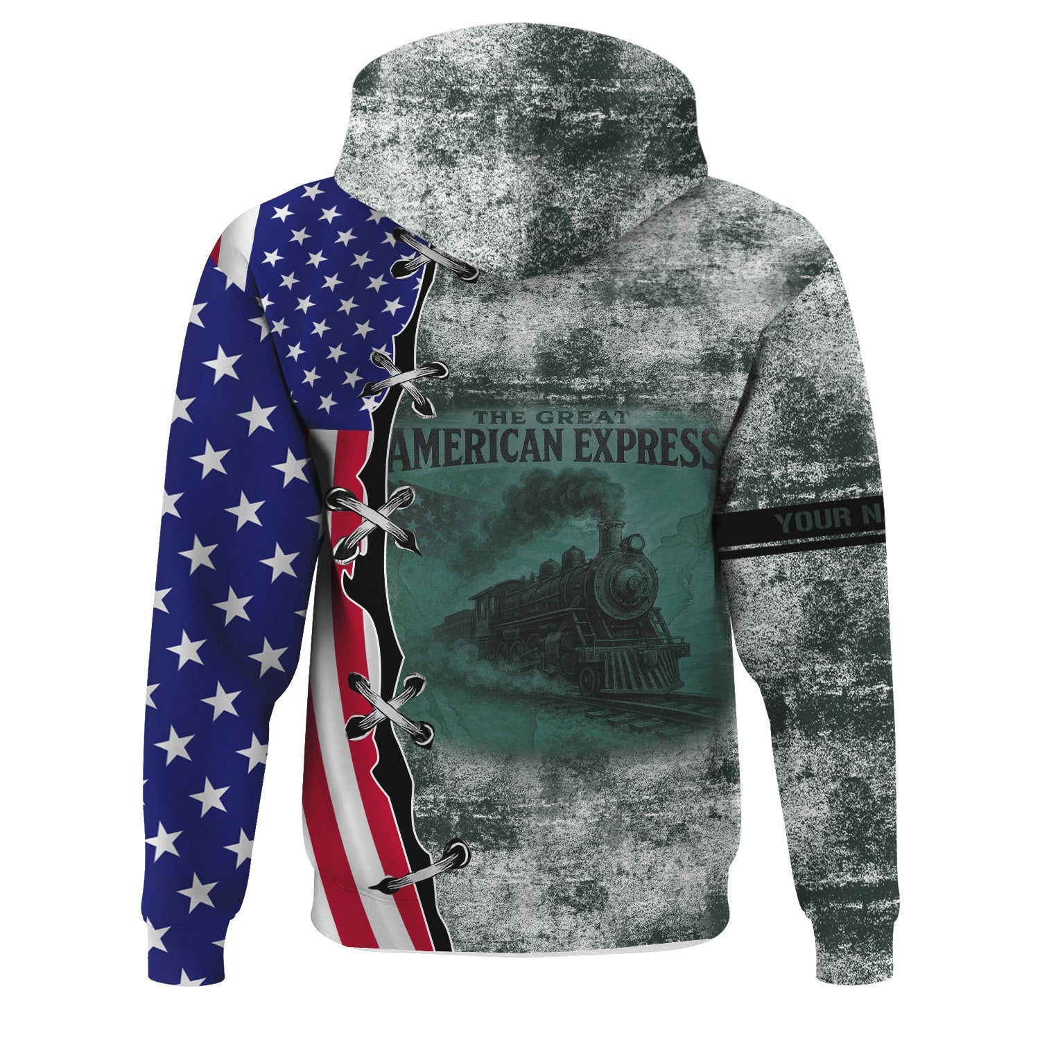 Railspirit Personalized Youngstown & Southern Railroad Hoodie Retro American Express Train With USA Flag Zip Up Hoodie
