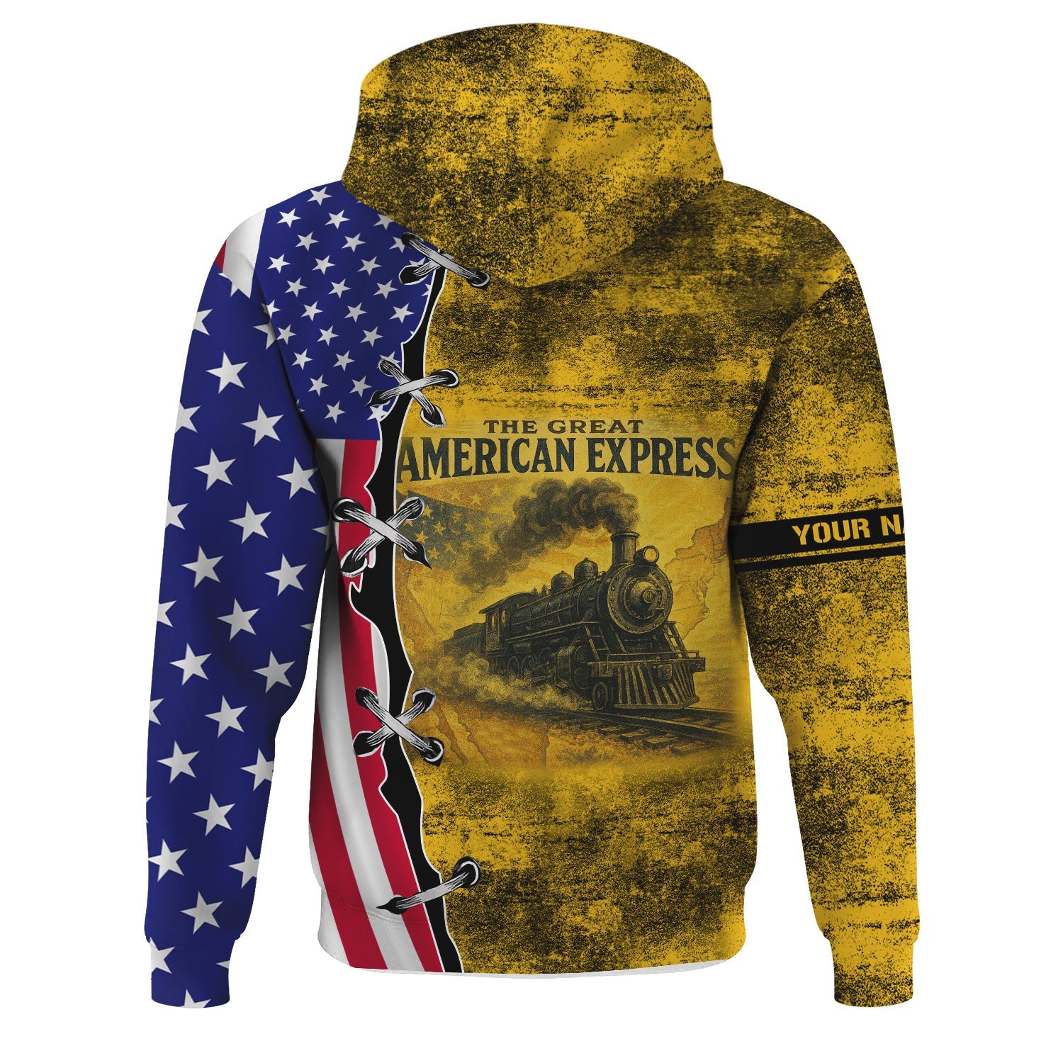 Railspirit Personalized Richmond, Fredericksburg And Potomac Railroad Hoodie Retro American Express Train With USA Flag Zip Up Hoodie