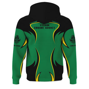 Railspirit Personalized Pittsburgh And Lake Erie Railroad Hoodie Distinctive Flame Style Zip Up Hoodie For Steam Engine Addict