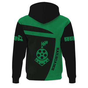 Railspirit Personalized Pittsburgh And Lake Erie Railroad Hoodie All Aboard Steam Train Movie Projector Style Zip Up Hoodie