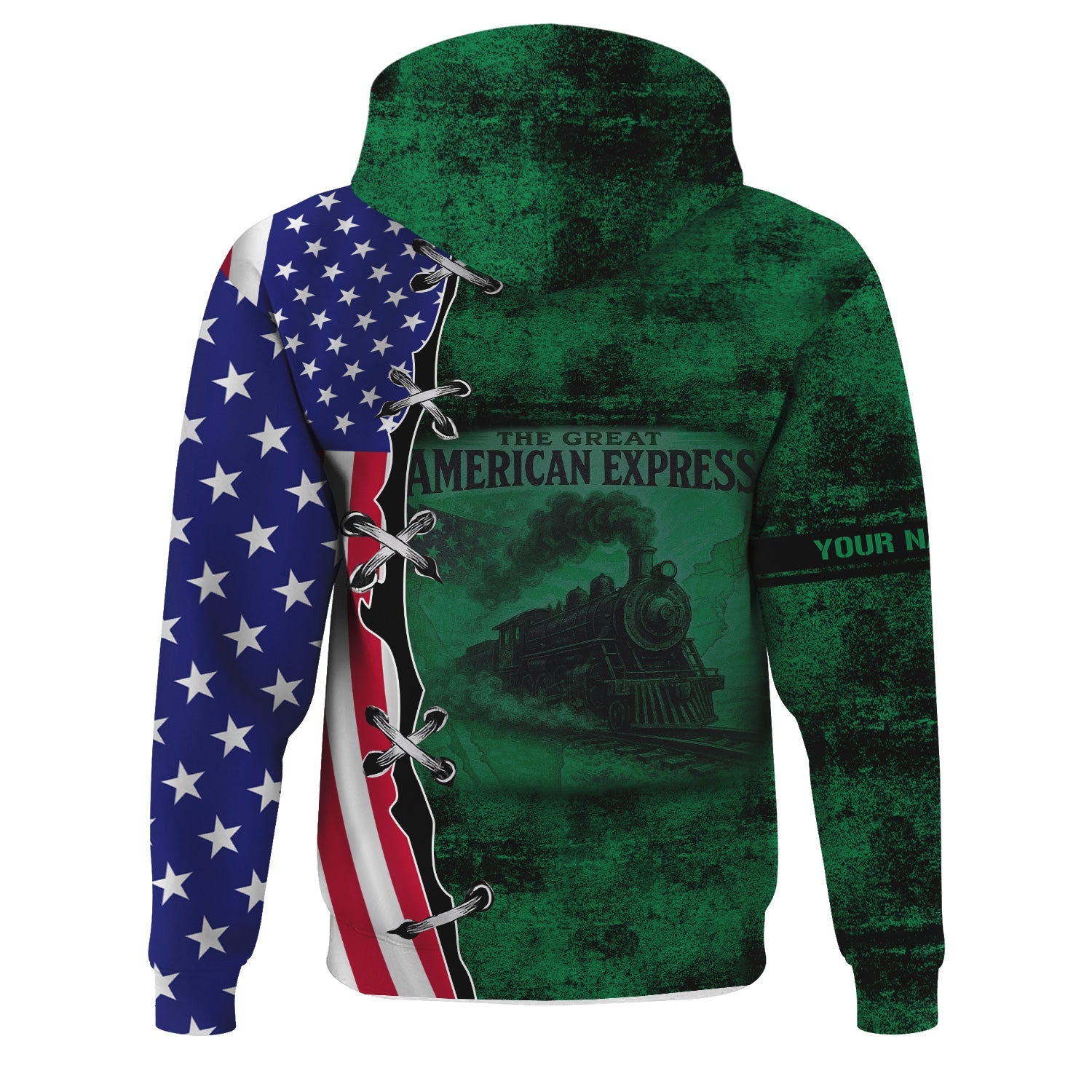 Railspirit Personalized Pittsburgh And Lake Erie Railroad Hoodie Retro American Express Train With USA Flag Zip Up Hoodie