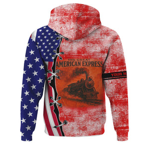 Railspirit Personalized Monongahela Railroad Hoodie Retro American Express Train With USA Flag Zip Up Hoodie