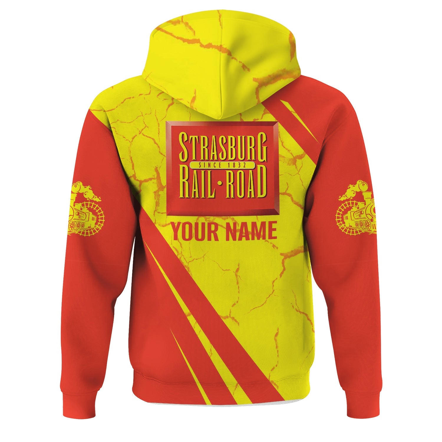 Railspirit Personalized Strasburg Railroad Hoodie Crackle Texture Style Train Zip Up Hoodie For Trackhead