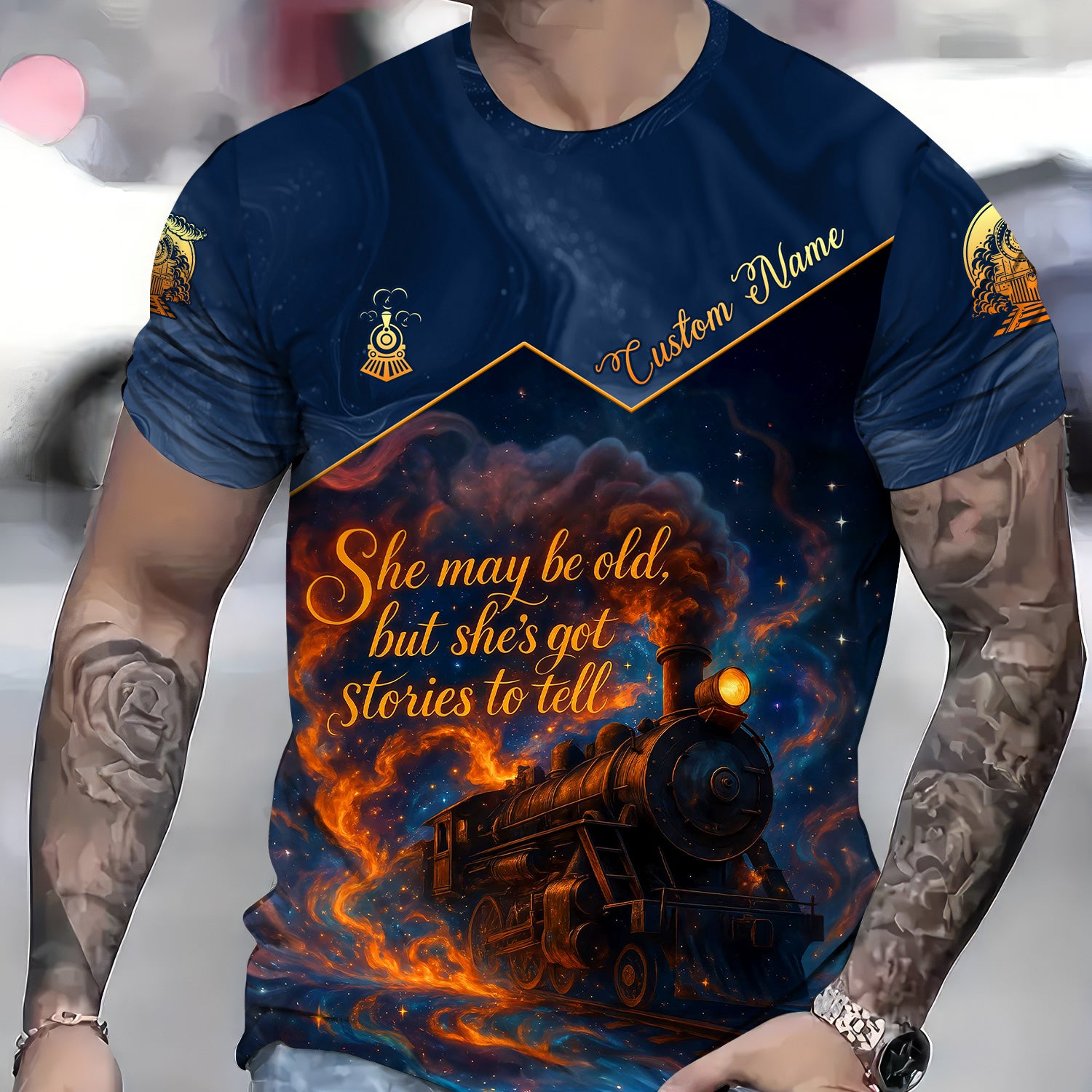 Custom Name Steam Train T-shirt, She May Be Old But She Got Stories To Tell, Train Lover Gift