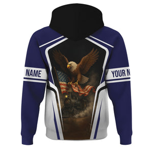Railspirit Personalized CSX Transportation Railroad Hoodie American Eagle Vintage Train Zip Up Hoodie