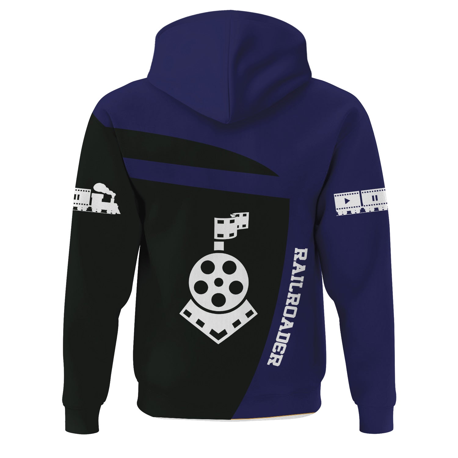 Railspirit Personalized CSX Transportation Railroad Hoodie All Aboard Steam Train Movie Projector Style Zip Up Hoodie
