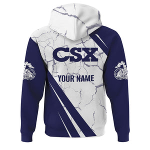 Railspirit Personalized CSX Transportation Railroad Hoodie Crackle Texture Style Train Zip Up Hoodie For Trackhead
