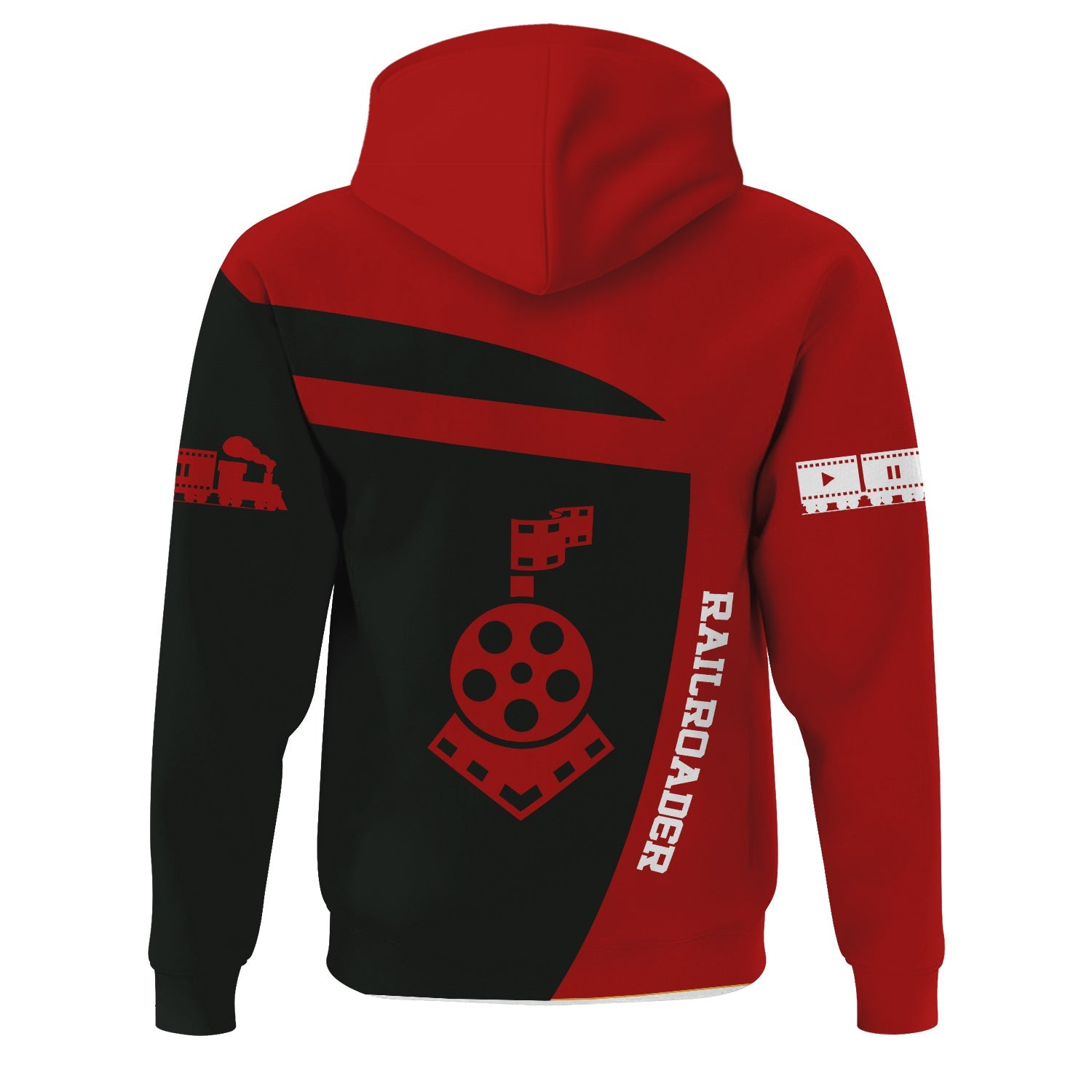 Railspirit Personalized Monon Railroad Hoodie All Aboard Steam Train Movie Projector Style Zip Up Hoodie