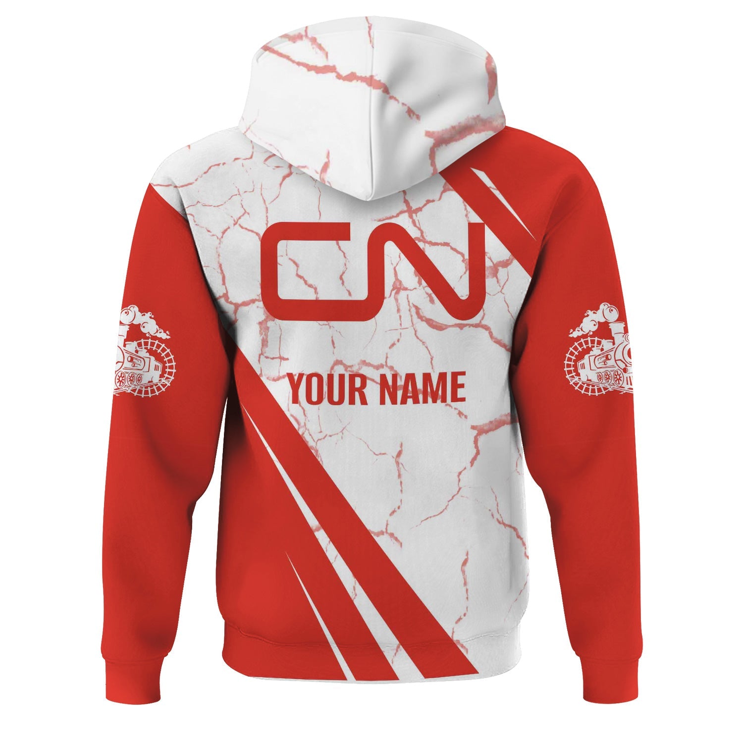 Railspirit Personalized Canadian National Railroad Hoodie Crackle Texture Style Train Zip Up Hoodie For Trackhead