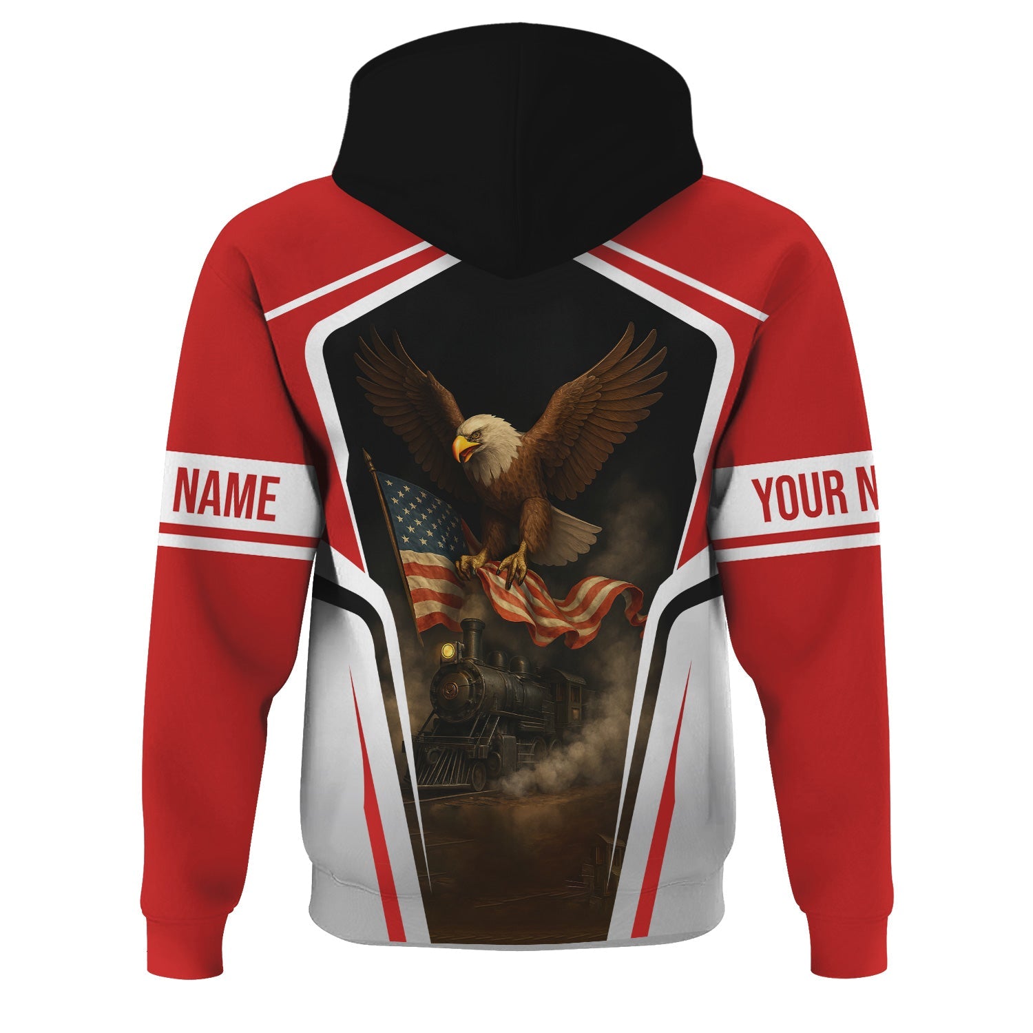 Railspirit Personalized Bangor And Aroostook Railroad Hoodie American Eagle Vintage Train Zip Up Hoodie