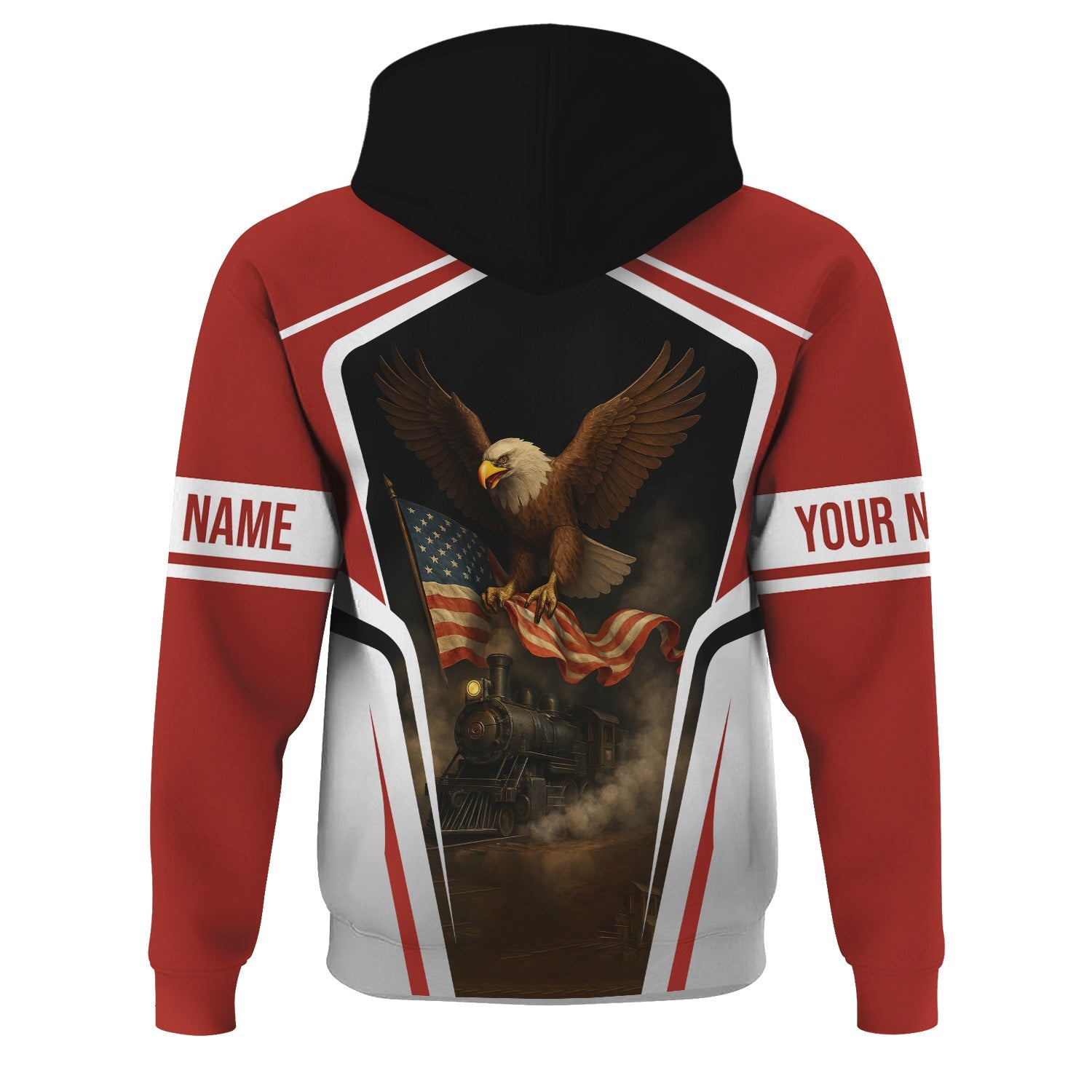 Railspirit Personalized New Hope Railroad Hoodie American Eagle Vintage Train Zip Up Hoodie