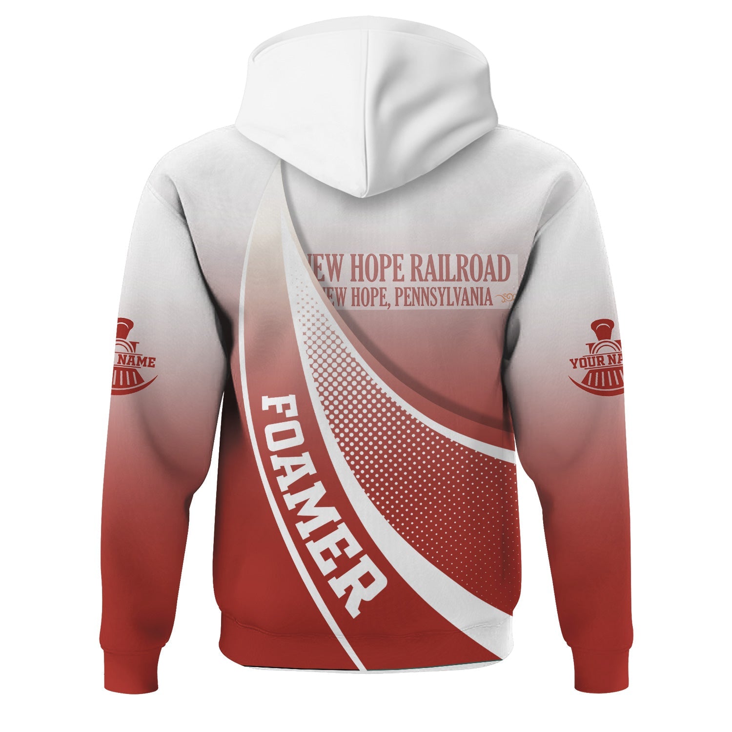 Railspirit Personalized New Hope Railroad Hoodie Railway-Themed Style Zip Up Hoodie Gift Idea For Trainspotter