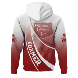 Railspirit Personalized Wisconsin Central Ltd Railroad Hoodie Railway-Themed Style Zip Up Hoodie Gift Idea For Trainspotter