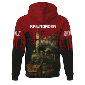 Railspirit Personalized Wisconsin Central Ltd Railroad Hoodie Vintage Train Art Style Zip Up Hoodie For Locomotive Fans