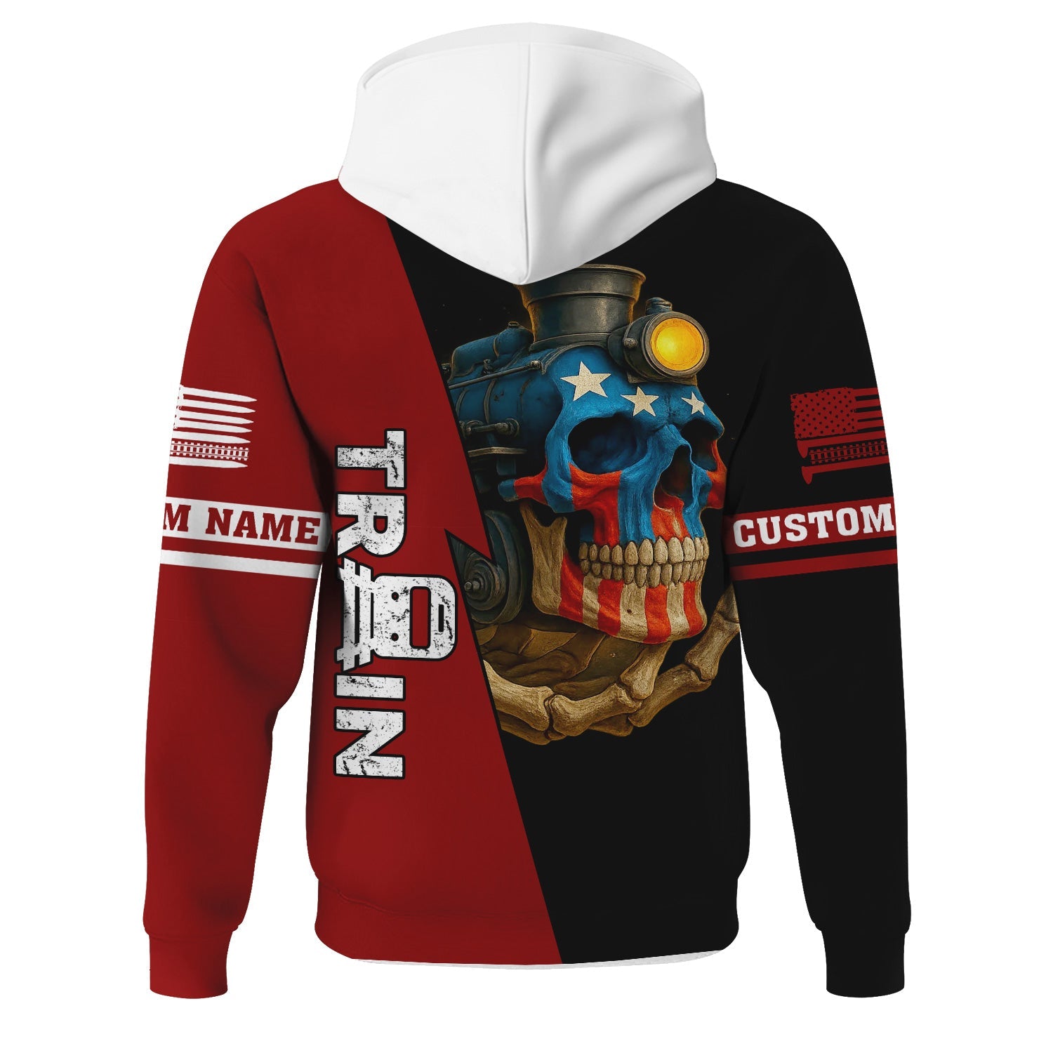 Railspirit Personalized Wisconsin Central Ltd Railroad Hoodie Train Skull American Flag Zip Up Hoodie All Over Print