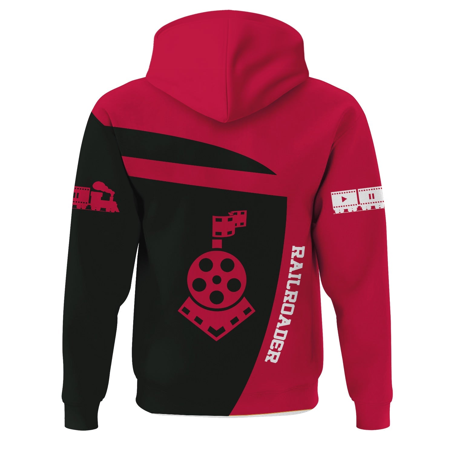 Railspirit Personalized Canadian Pacific Railroad Hoodie All Aboard Steam Train Movie Projector Style Zip Up Hoodie