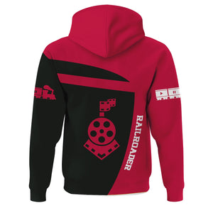 Railspirit Personalized Canadian Pacific Railroad Hoodie All Aboard Steam Train Movie Projector Style Zip Up Hoodie