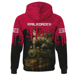Railspirit Personalized Canadian Pacific Railroad Hoodie Vintage Train Art Style Zip Up Hoodie For Locomotive Fans
